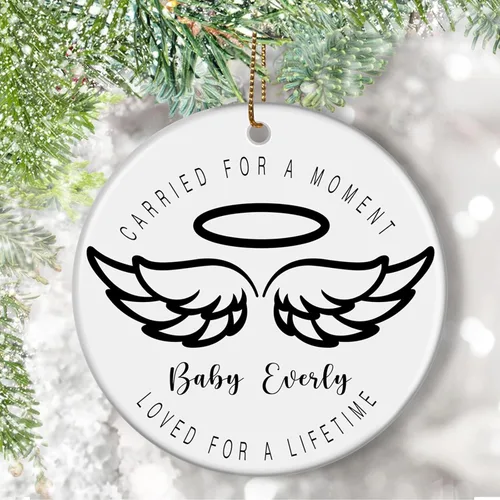Vista 22 de Adorno conmemorativo para dormir en paz celestial, recuerdo de aborto espontáneo y bebé sin nacer, adorno personalizado, pérdida de bebé, en memoria