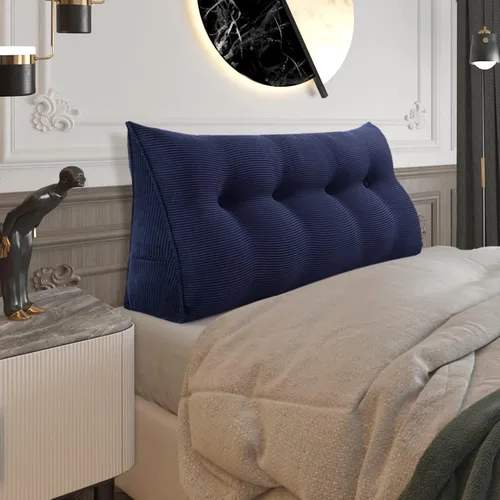 Vista 93 de Almohada de cabecera gruesa totalmente rellena tamaño Queen, cabecera acolchada suave y firme, soporte grande, triangular, almohada de cuña