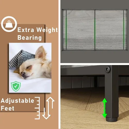 Vista 2 de Muebles de jaula para perros, mesa de madera para perrera, casa grande resistente para perros de interior con tres puertas, 43 pulgadas