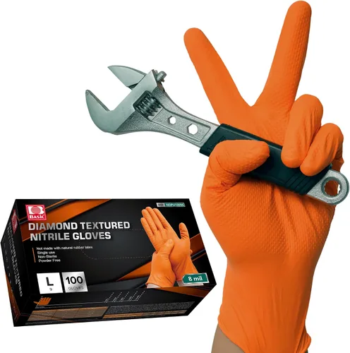 Vista 7 de Jointown Guantes Básicos de Nitrilo de Servicio Pesado, Guantes de Mecánico de Nitrilo Desechables de 8 Mil, con Textura de Diamante Elevada, Caja