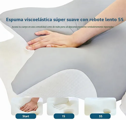 Vista 3 de Almohada cervical de espuma viscoelástica – Soporte ergonómico para el cuello para personas que duermen de lado, espalda y estómago Almohada
