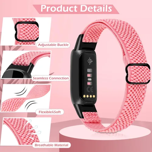 Vista 5 de TumpCez Bandas elásticas de nailon compatibles con correas Fitbit Luxe para mujeres y hombres, elásticas, ajustables, transpirables, cómodas