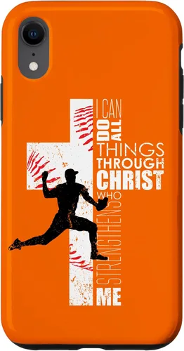 Vista 8 de iPhone 15 Naranja Cristiano Baseball Pitcher Regalos Adolescente Niños Hombres Teléfono Case