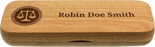 Vista 6 de Regalos de abogado personalizado con su nombre, juego de bolígrafos de madera de bambú grabada personalizada