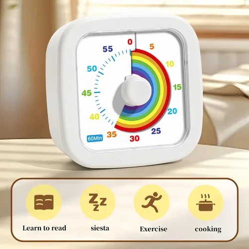 Vista 8 de Temporizador visual de 60 minutos, temporizador de cuenta regresiva para niños y adultos, temporizadores de cocina para cocinar, temporizador