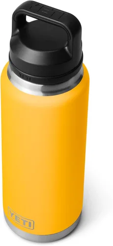 Vista 7 de YETI Rambler - Botella de 36 onzas, aislada al vacío, a prueba de fugas, de acero inoxidable con tapón para sorbos Alpine Amarillo