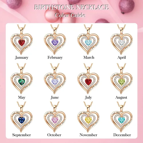 Vista 6 de Birthstone Jewelry Necklace for Women on Birthday Anniversary Presents for Wife Women Necklaces for Valentine's Day, Christmas, Mother's Day