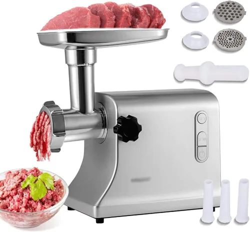 Vista 2 de Comcerical - Molinillo de carne multifunción con 3 placas de molienda de acero inoxidable, incluye kits (D, Au)