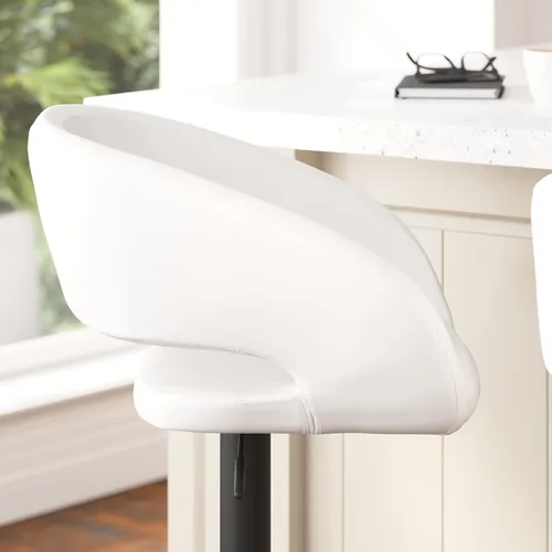 Vista 8 de Taylor + Logan Jenna - Taburete giratorio ajustable de 360 grados con base negra en vinilo blanco Vinilo blanco/marco negro