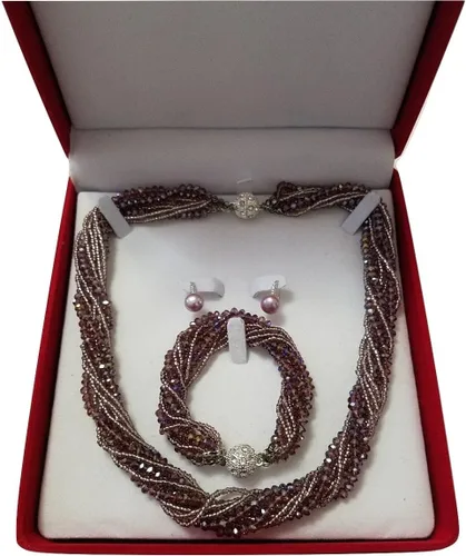 Vista 8 de JM Future Caja de regalo de terciopelo para joyería, collar, pendientepulsera, XL, rojo