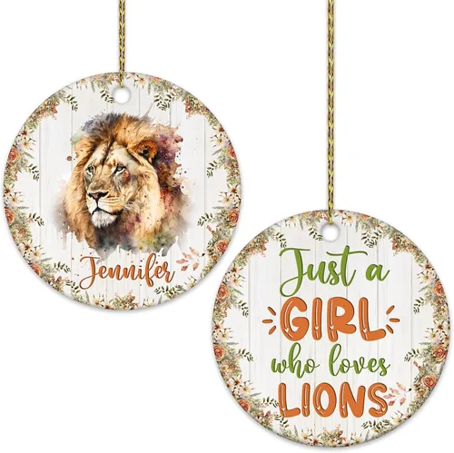 Vista 14 de Hyturtle Adorno de Navidad personalizado para los amantes de los osos, adorno de cerámica con nombre personalizado de Just A Girl Who Loves Bears