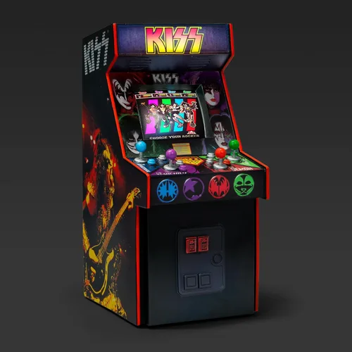 Vista 4 de The Bradford Exchange KISS - Escultura arcade, miniatura iluminada con arte retro, 6 x 3 x 3.5 pulgadas, reproduce música