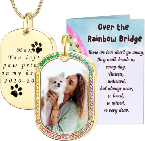 Vista 15 de Fanery Sue Collar personalizado para cenizas de mascotas para perros y gatos, foto y texto personalizados, regalo de condolencia, regalo