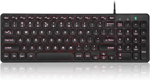 Vista 9 de Perixx PERIBOARD-215B US Teclado con cable - Teclas de tijera ultra delgadas - 2 puertos USB-A y USB-C integrados - Cable desmontable - Negro