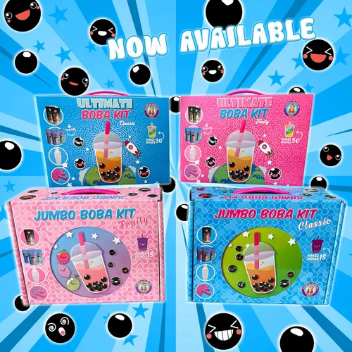 Vista 2 de Kit para preparar té de burbujas (boba), para 60+ bebidas y 6 sabores; incluye bolitas boba, tazas, mezclador y popotes