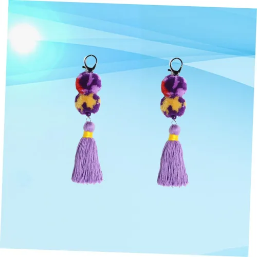 Vista 6 de AOKWAWALIY 2pcs tassel keychain fluffy keychain backpack keychains Funny Key Chain Tassels Keyring Tassels Keychain