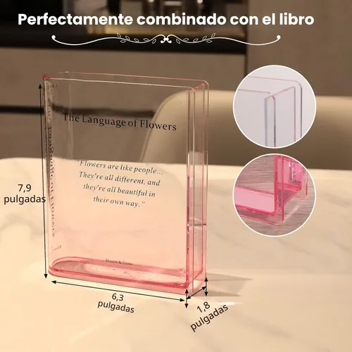 Vista 5 de Alpharan - Florero de libro rosa, acrílico transparente en forma de libro Simplicity Bookshelf Decor,Unique Stuff for Book Lovers,Home Decor,Book