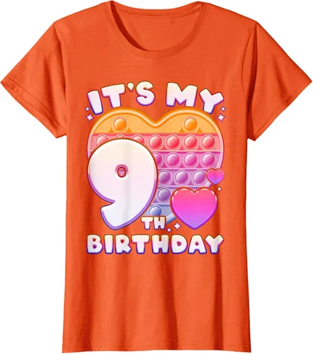 Vista 52 de Pop-it Birthday Girl 9 años de edad, Push it Pop Fidget Bubble Camiseta, Negro