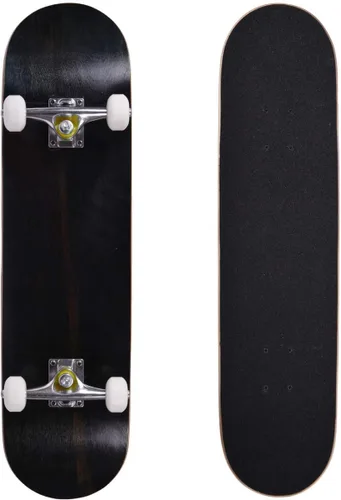 Vista 3 de Patineta completa doble Kick-tail de 7 capas de madera de arce canadiense, para profesionales, aficionados o principiantes Negro