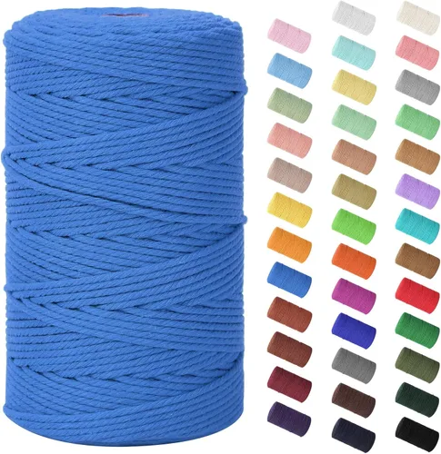 Vista 79 de Cuerda de macramé de 0.079 in x 220 yardas (656 pies), cuerda de algodón natural para colgar en la pared, ganchos de plantas, manualidades Verde