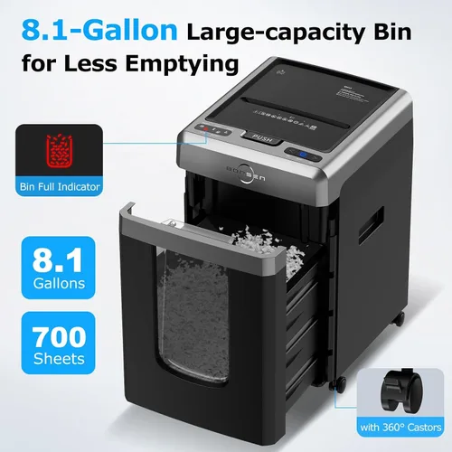 Vista 6 de BONSEN Trituradora de papel resistente de micro corte de alimentación Negro
