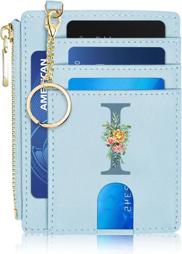 Vista 9 de Tarjetero para mujer minimalista y delgado con bolsillo frontal, bloqueo RFID, cartera compacta con ventana para identificación y bolsillo