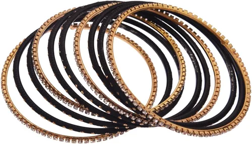 Vista 7 de Efulgenz Indian Bangle Set Rhinestone CZ Plain Metal Bracelet Bangle Jewelry for Women