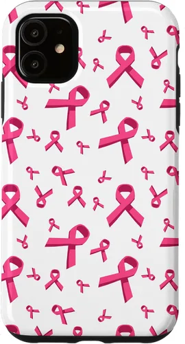 Vista 8 de Funda de soporte para iPhone 17 de mujeres de concientización sobre el cáncer de mama con patrón de cinta rosa