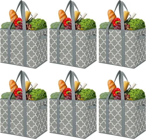 Vista 15 de Bolsas reutilizables para comestibles, paquete de 2 unidades, plegable, lavable, cesta de almacenamiento grande, color negro Contenedores