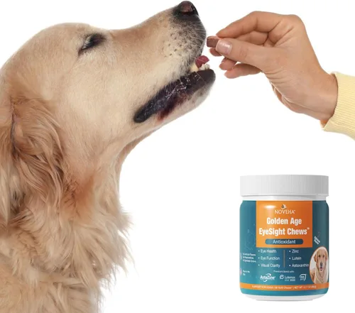 Vista 6 de NOVEHA Suplemento ocular para perros (90 masticables), apoyo visual con luteína + vitamina C y antioxidantes de astaxantina, vitaminas para perros