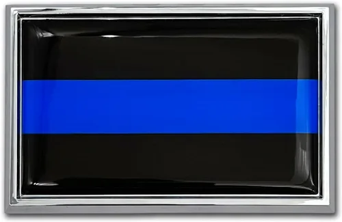 Vista 10 de Elektroplate Emblema negro de metal de línea azul delgada de policía para automóviles, camiones y todos los automóviles, ajuste universal de 3.8 x