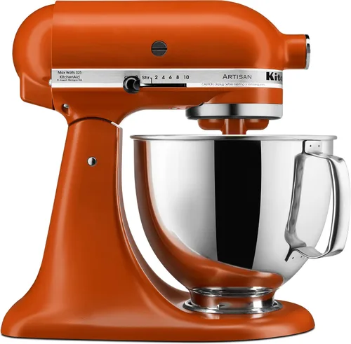 Vista 32 de KitchenAid Artisan Series Batidora de Pie con Cabezal Inclinable de 5 Cuartos con Escudo Vertedor KSM150PS, Crema de Almendra