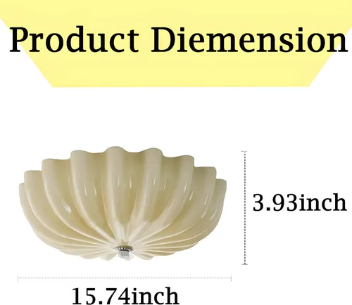 Vista 7 de Lámpara de techo empotrada LED vintage en vidrio amarillo para pasillo - Luz de techo estilo mitad de siglo con pantalla de vidrio acanalada