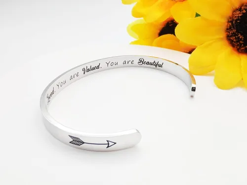 Vista 171 de Pulseras inspiradoras para mujer, joyería de acero inoxidable, con refranes, pulsera motivacional con mensaje oculto, pulseras grabadas para mejor