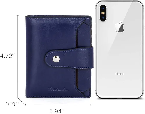 Vista 7 de BOSTANTEN - Billetera de cuero para mujer con bloqueo RFID, pequeña, con cremallera, de bolsillo, para tarjetas, con ventana para documento