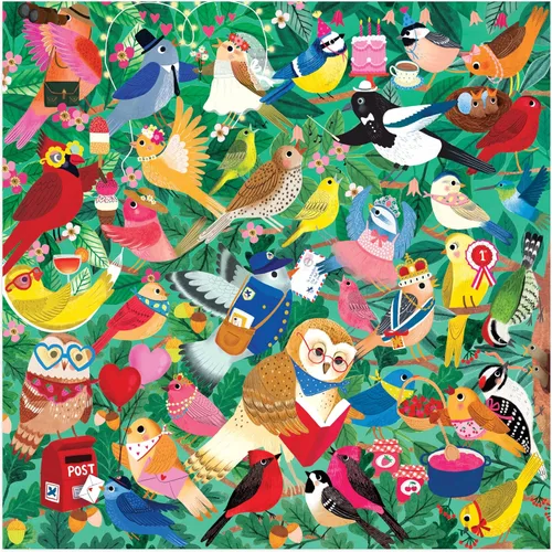 Vista 2 de Mudpuppy Birding Around - Rompecabezas familiar de 500 piezas con ilustraciones coloridas y divertidas de pájaros felices para niños de 8 años