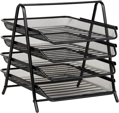Vista 7 de Mind Reader MESHMON3P-BLK – Organizador con cajón y base para monitor, de rejilla de metal, y organizador de 3 niveles para escritorio de rejilla