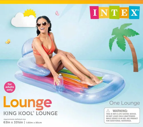 Vista 9 de Intex King Kool Inflatable Lounge, 63" X 33.5", 1 Pack (Colors May Vary)