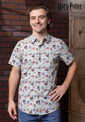 Vista 4 de Camisa con botones para adultos con estampado de luz de Harry Potter