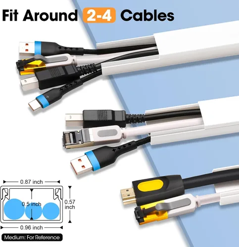 Vista 2 de Kit de ocultador de cable de 1000 pulgadas, cubiertas de cable para cables en la pared, canaleta de cables pintable, protector de cable para montaje