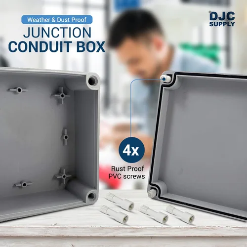 Vista 8 de Caja de conexiones eléctricas resistente a la intemperie de 4 x 4 x 2.4 pulgadas, carcasa impermeable IP65 para exteriores, plástico