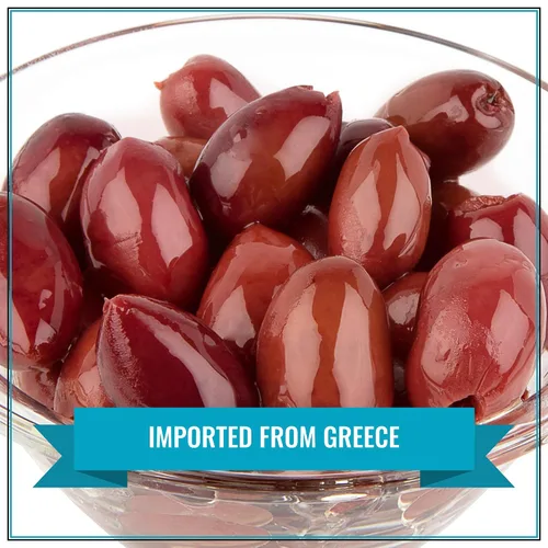 Vista 3 de Krinos Aceitunas Kalamata grandes sin hueso 4.4 lb Aceitunas 100% Kalamata premium sin hueso e importadas de Grecia. Dieta mediterránea vegana