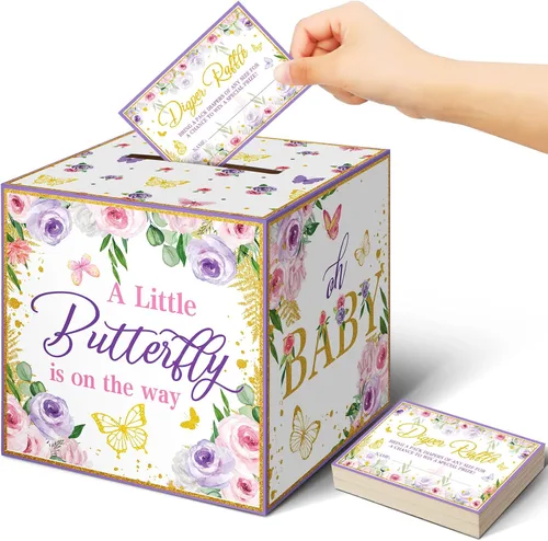 Vista 31 de Teling 51 boletos para rifas de pañales con caja de tarjetas, decoración de baby shower, caja de revelación de género para fiesta de rifas