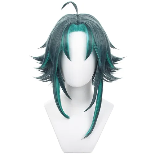 Vista 15 de Genshin Impact Columbina peluca de cosplay con gorra de peluca, longitud aproximada de 43.3 pulgadas