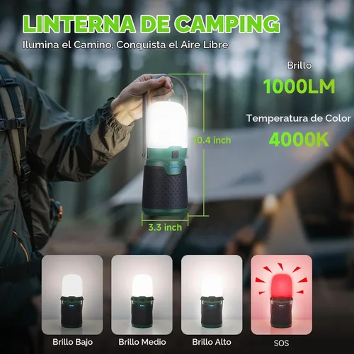 Vista 3 de BOBKID Linterna de camping modular recargable 4 en 1, linterna LED portátil, ventilador de campamento al aire libre, IPX4 impermeable, juego
