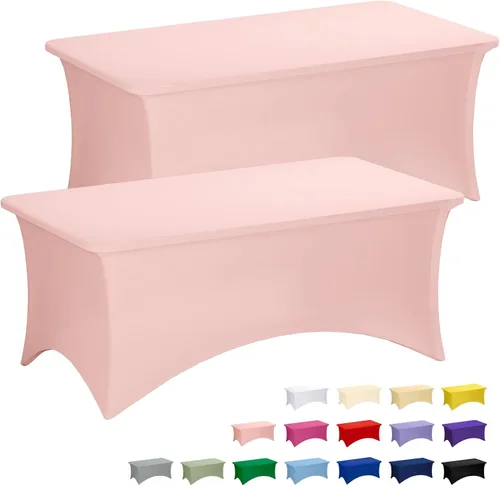 Vista 63 de Fixwal Paquete de 6 Cubiertas de Mesa, Mantel de Spandex Ajustado Rectangular de 6 Pies Resistente Elástico Cubierta de Mesa Rectangular para Patio