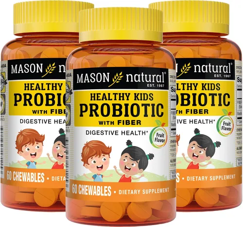 Vista 7 de MASON NATURAL Healthy Kids Probiótico con fibra - Función digestiva saludable, salud intestinal mejorada, 60 masticables