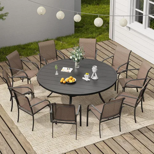 Vista 55 de VICLLAX Juego de 2 sillas de patio pequeñas para exteriores, juego de sillas apilables para patio y mesa de comedor cuadrada para porche delantero