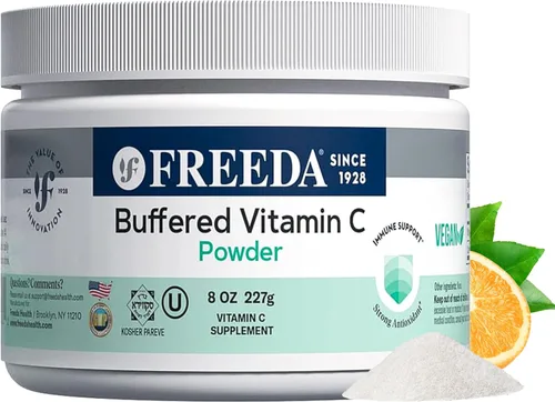 Vista 11 de FREEDA Vitamina C en polvo tamponada, suave para el estómago, vitamina C, no ácida, vegana, kosher, sin azúcar, para apoyo inmunológico y bienestar