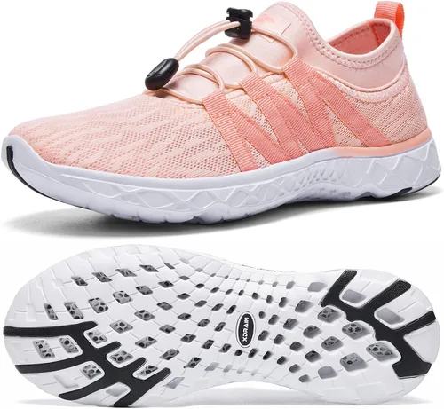 Vista 7 de Aleader Zapatos de agua de malla sin cordones para mujer Rosa albaricoque